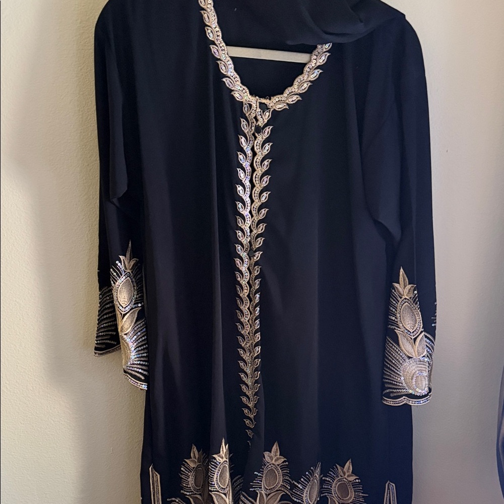 Elegant Black and Gold Embroidered Women's Top